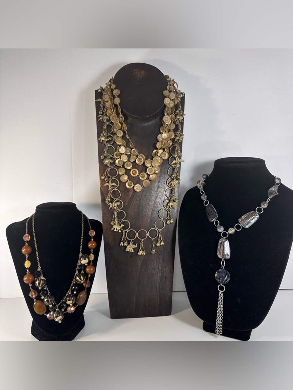 Beautiful Necklace lot, Brown tones, Safari animal necklace, Lot of 5